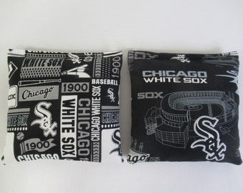 Cornhole Sharks ACA Regulation Cornhole Bean Bags, Set Of 8, Chicago Cubs & White Sox Team Colors, Made In USA