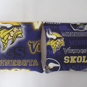 Set of 8 Cornhole Bags Minnesota Vikings ACA Regulation Handmade MADE in the USA