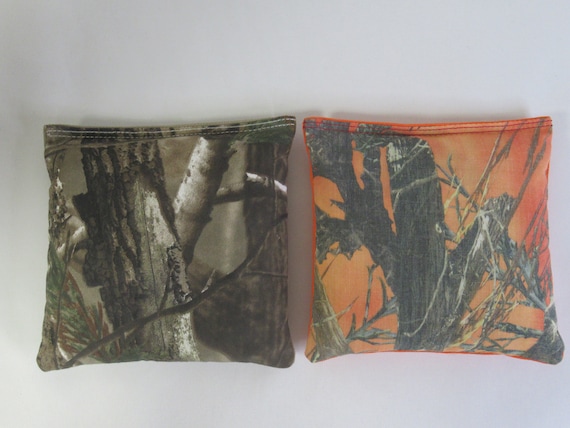 Cornhole Bean Bags REALTREE Orange & Black Camo Hunting Real Tree Camouflage 