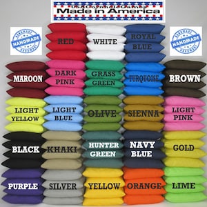 Set of 8 All Weather Regulation Resin Filled Cornhole Bean Bags Pick Your 2 Colors Handmade MADE in the USA