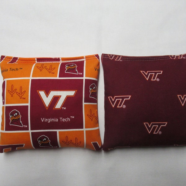 Set of 8 Cornhole Bags Virginia Tech VT Hokies University Handmade MADE in the USA