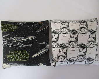 Set of 8 Cornhole Bags Star Wars Storm Trooper Darth Vader Star Fighter Black White Handmade MADE in the USA