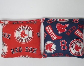 Set of 8 Cornhole Bags Boston Red Sox Handmade MADE in the USA