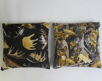 Set of 8 Cornhole Bags Antlers and REALTREE Camouflage Deer Hunting Tree Camo Handmade MADE in the USA