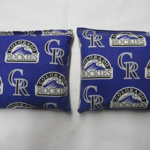 Set of 8 Cornhole Bags Colorado Rockies Handmade MADE in the USA Black & Purple