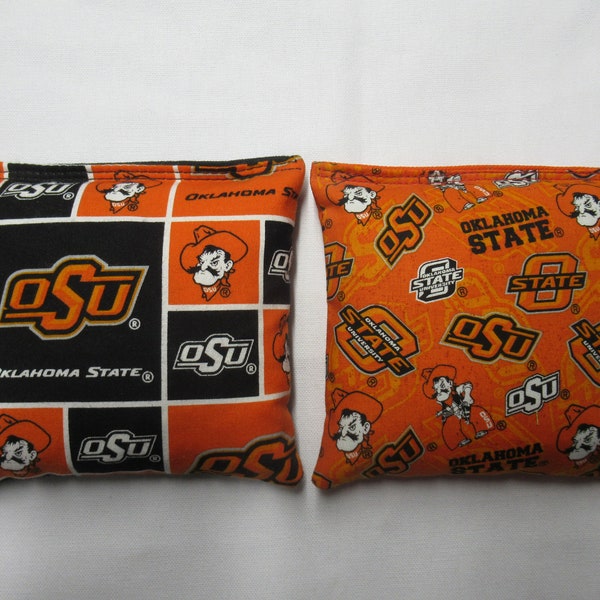 Set of 8 Cornhole Bags Oklahoma State Cowboys OSU University Handmade MADE in the USA