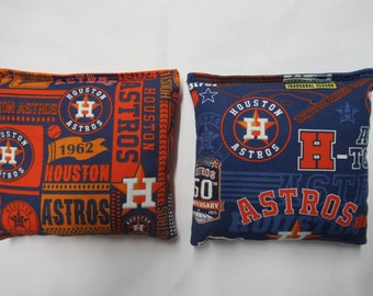 Set of 8 Cornhole Bags Houston Astros Handmade MADE in the USA
