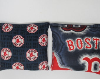 Set of 8 Cornhole Bags Boston Red Sox Handmade MADE in the USA