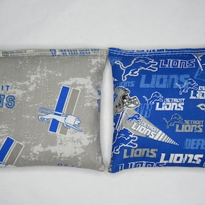 Set of 8 Cornhole Bags Detroit Lions Blue & Grey Handmade MADE in the USA