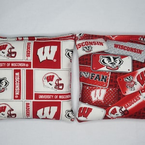 Set of 8 Cornhole Bags Wisconsin Badgers University Handmade MADE in the USA
