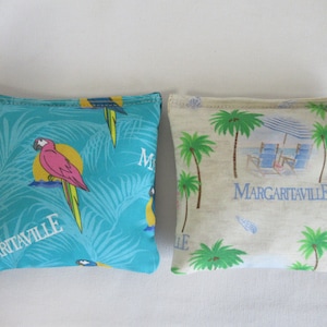 Set of 8 Cornhole Bags Margaritaville Tropical Sunset Island Beach Parrot Palm Trees Handmade MADE in the USA