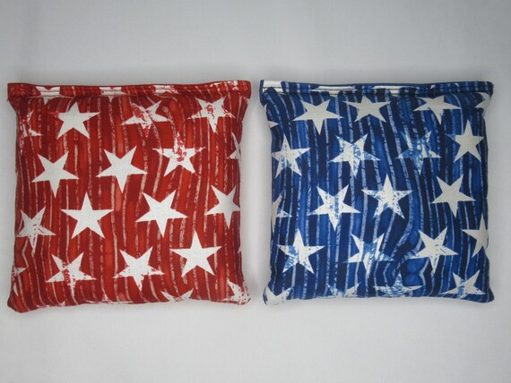Stick n Slide Stop n Go All Weather Set of 8 Cornhole Bags Rustic Vintage Distressed Red Blue Stars Patriotic American MADE in the USA