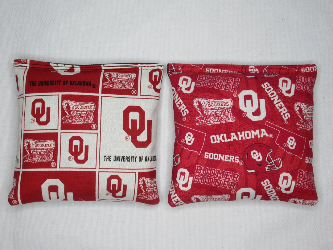 Set of 8 Cornhole Bags Oklahoma Sooners OU University Handmade MADE in