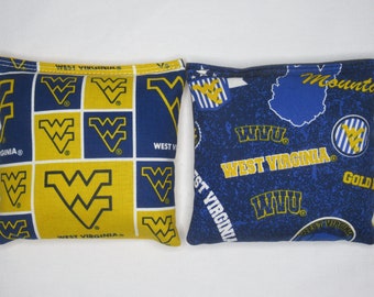 West Virginia University Alternating Triangle Cornhole Boards West Virginia University Alternating Triangle Cornhole Boards