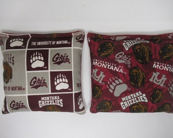 Set of 8 Cornhole Bags Montana University Montana Grizzlies Handmade MADE in the USA