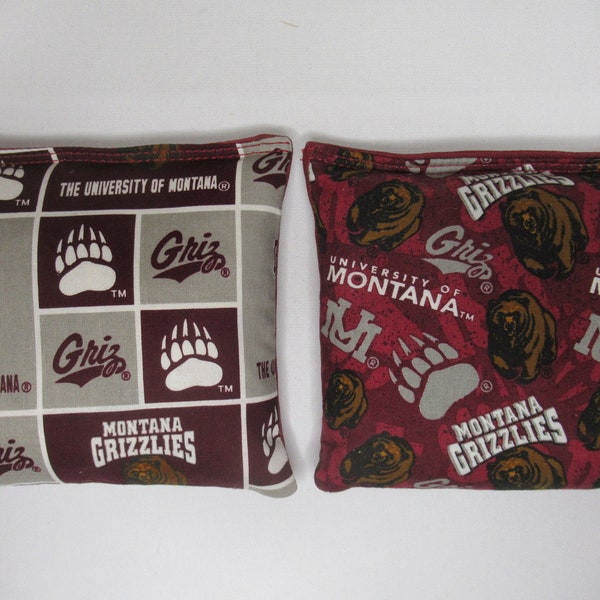 Set of 8 Cornhole Bags Montana University Montana Grizzlies Handmade MADE in the USA