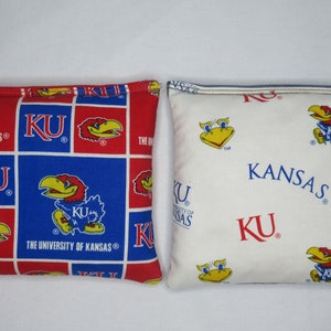 Set of 8 Cornhole Bags Kansas Jayhawks KU University Handmade MADE in the USA