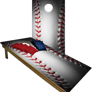 Premium Wood Cornhole Board Set w Bags UV Direct Print Regulation 2 x 4 BASEBALL Made in the USA Free Shipping!