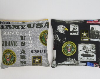 Set of 8 Cornhole Bags Stars US Army Military Tanks Patriotic Flag Handmade MADE in the USA