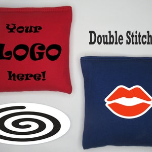 Set of 8 All Weather Resin Filled CUSTOM LOGO, Photo, Image, Monogram Family Name Cornhole Bags Choose Your Colors Handmade Made in the USA