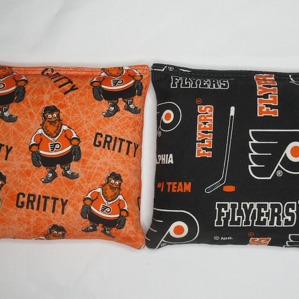 Set of 8 Cornhole Bags Philadelphia Flyers Lightning Hockey Handmade MADE in the USA