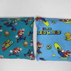 Set of 8 Cornhole Bags Mario super cart video games  Handmade MADE in the USA