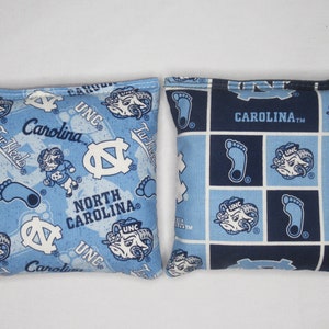 Set of 8 Cornhole Bags North Carolina UNC Tarheels University Handmade MADE in the USA