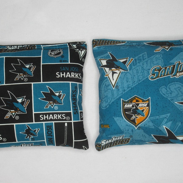 Set of 8 Cornhole Bags San Jose Sharks Hockey Handmade MADE in the USA