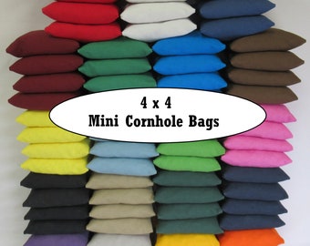 MINI All Weather Resin Cornhole Bags 4 x 4 Set of 8 Cornhole Bean Bags Pick Your 2 Colors Handmade MADE in the USA Free Shipping