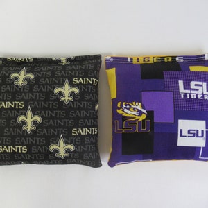 Set of 8 Cornhole Bags New Orleans Saints & LSU Louisiana Tigers Handmade MADE in the USA