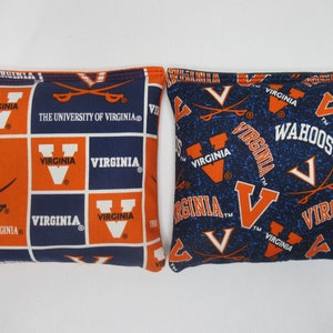 Set of 8 Cornhole Bags Virginia Cavaliers University Handmade MADE in the USA