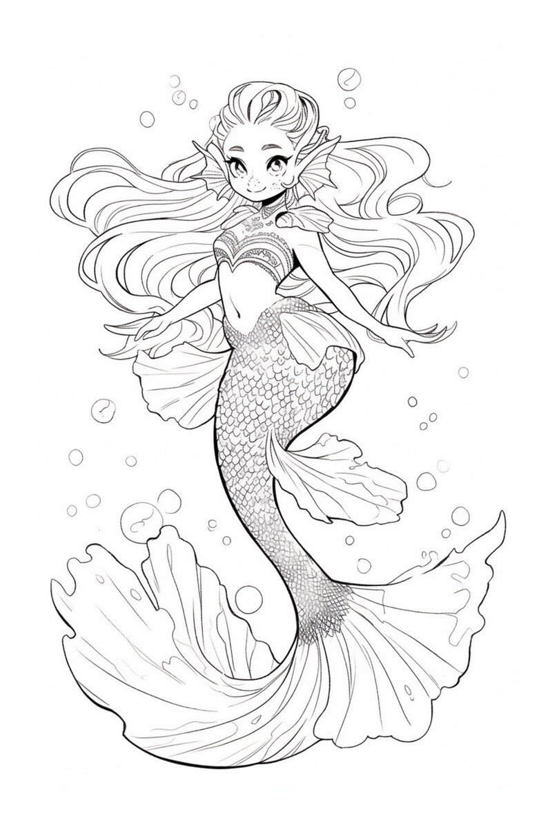 Mermaid Coloring Page for Kids Ages 4-8 100 Pages - Etsy