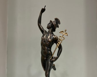 Handmade Bronze Hermes Statue, Greek God of Messengers