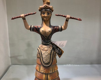 ブロンズ製古代ギリシャのクノッソス蛇女神像 - ミノア文明の彫像