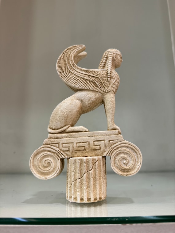 MH様10【1855】九尾彫りスフィア ゴールデンオブシディアン Ancient Greece Ceramic Statue of Delphi Sphinx - Etsy