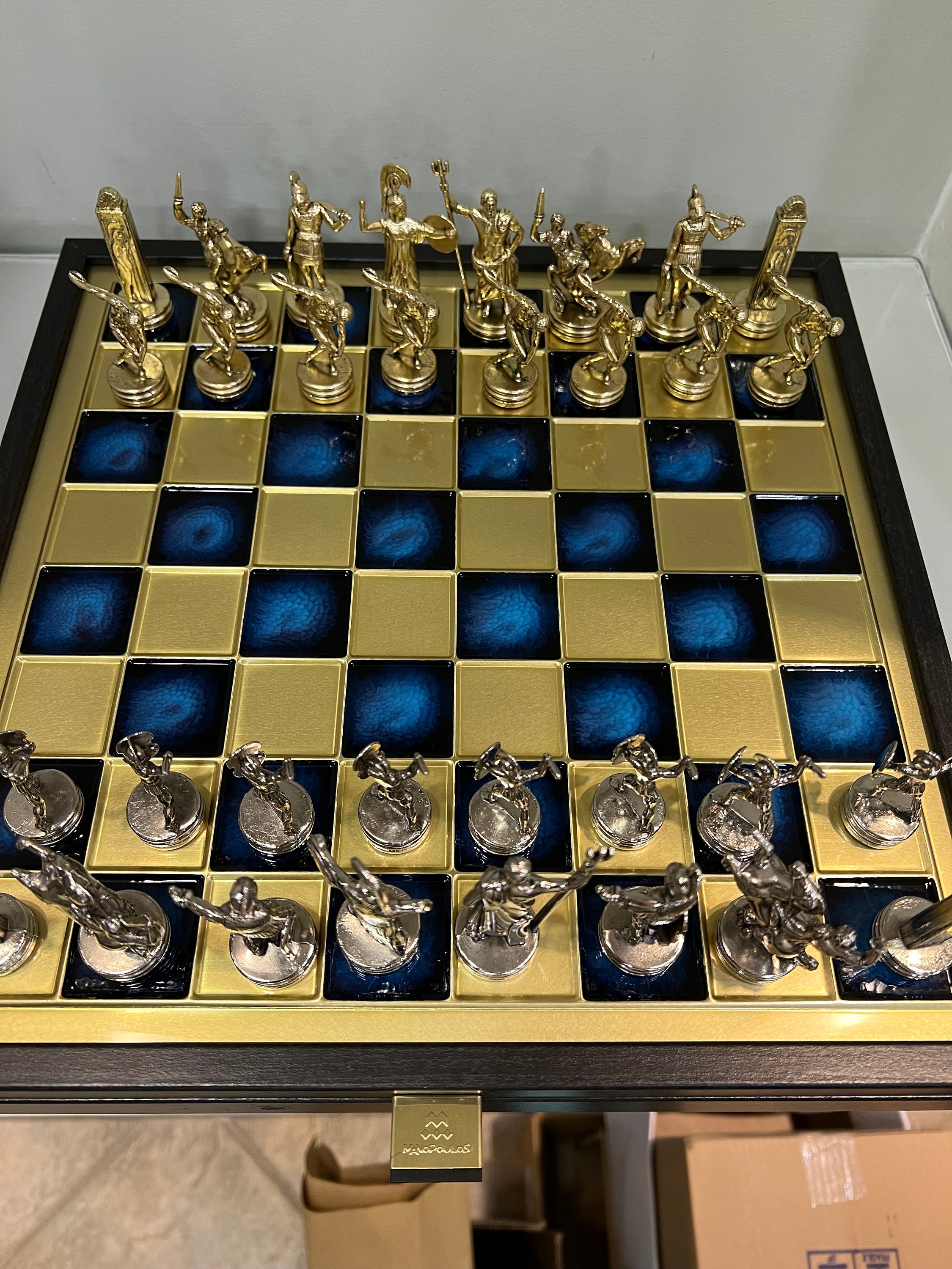 Chess Set Board Games Gift Luxury Premium Ancient Greek Themed Chrome Metal  Gold Silver Pegasus Figure Marble Home Decoration - AliExpress