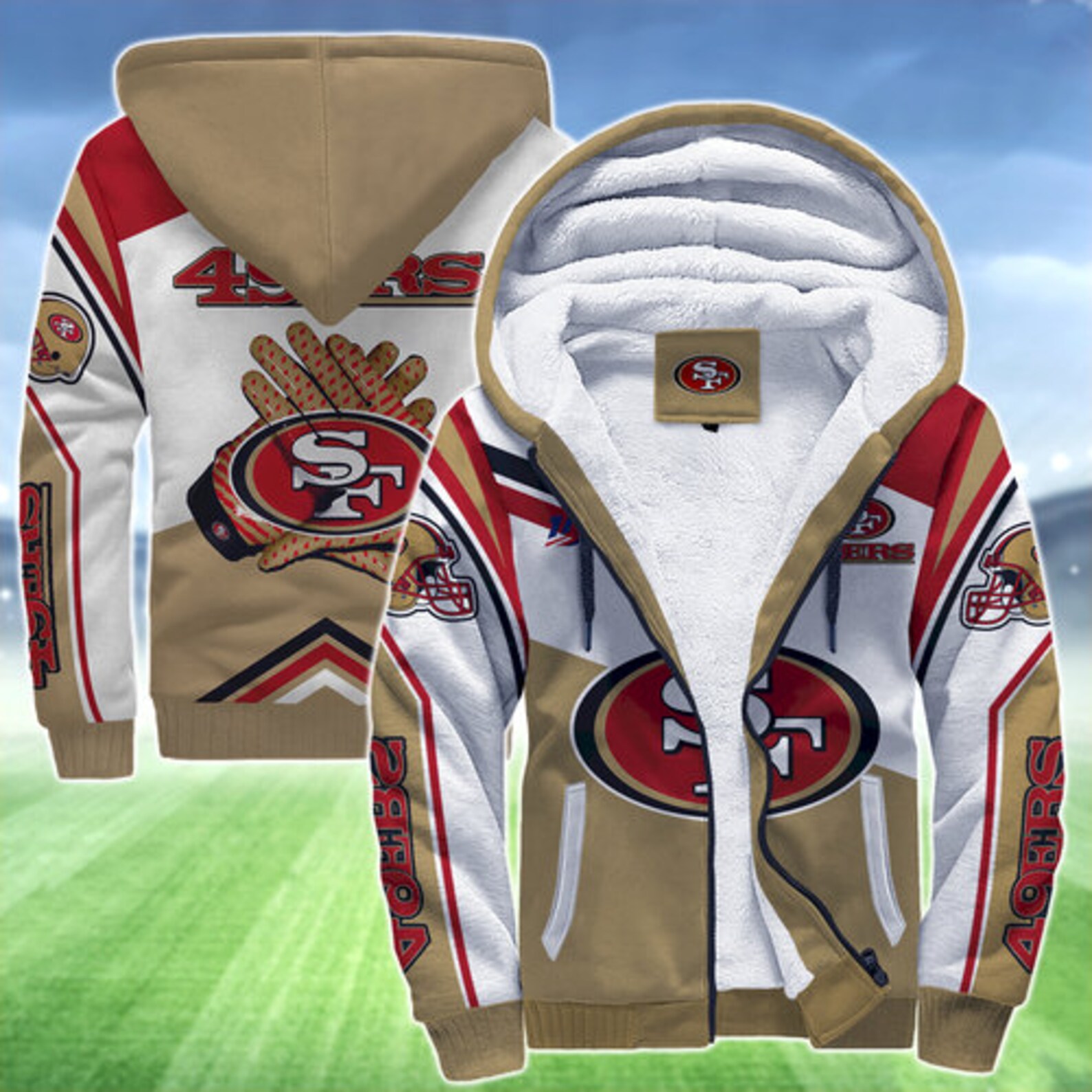 San Francisco 49ers Zip Up Hoodie Fleece Jacket San Etsy