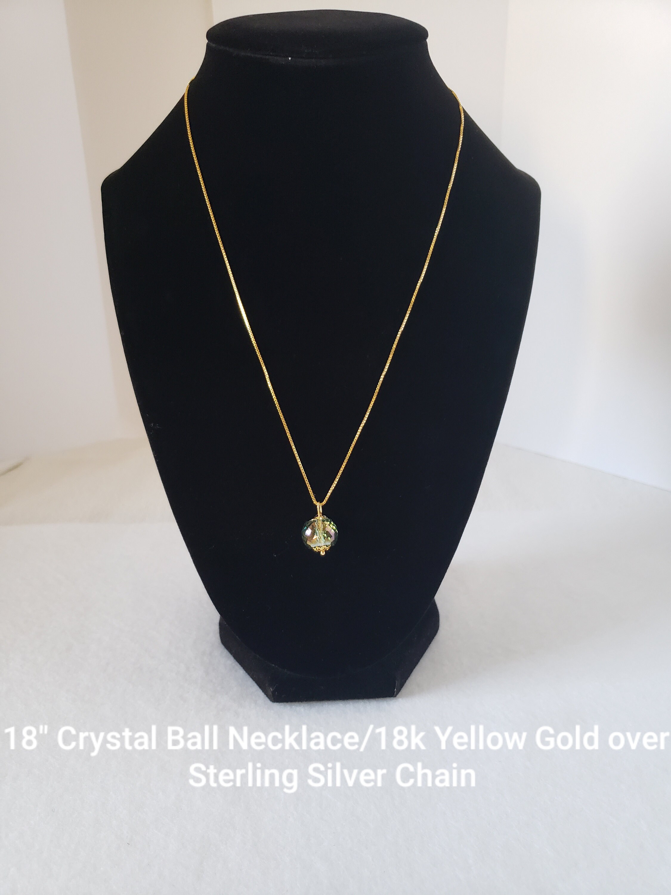 Crystal Ball Necklace w/ 18k yellow gold over sterling silver Etsy
