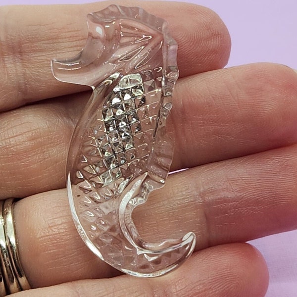 Waterford Crystal SEAHORSE Brooch, Pin, Signed. Made in Ireland