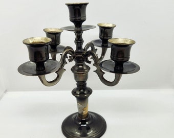 Candelabra for 5 Candles Vintage Japanese Scene