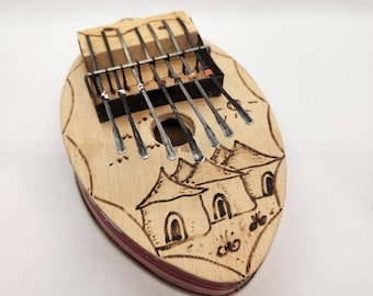 Kalimba Afro Musical Instrument Homemade Metal Wood Decorative Thumb Piano