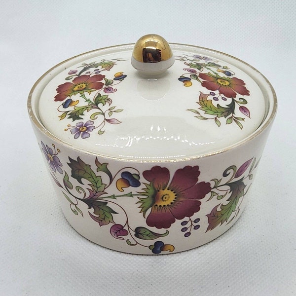 Crown Devon Porcelain Flower Covered Dish Trinket Box For Fortnum & Mason