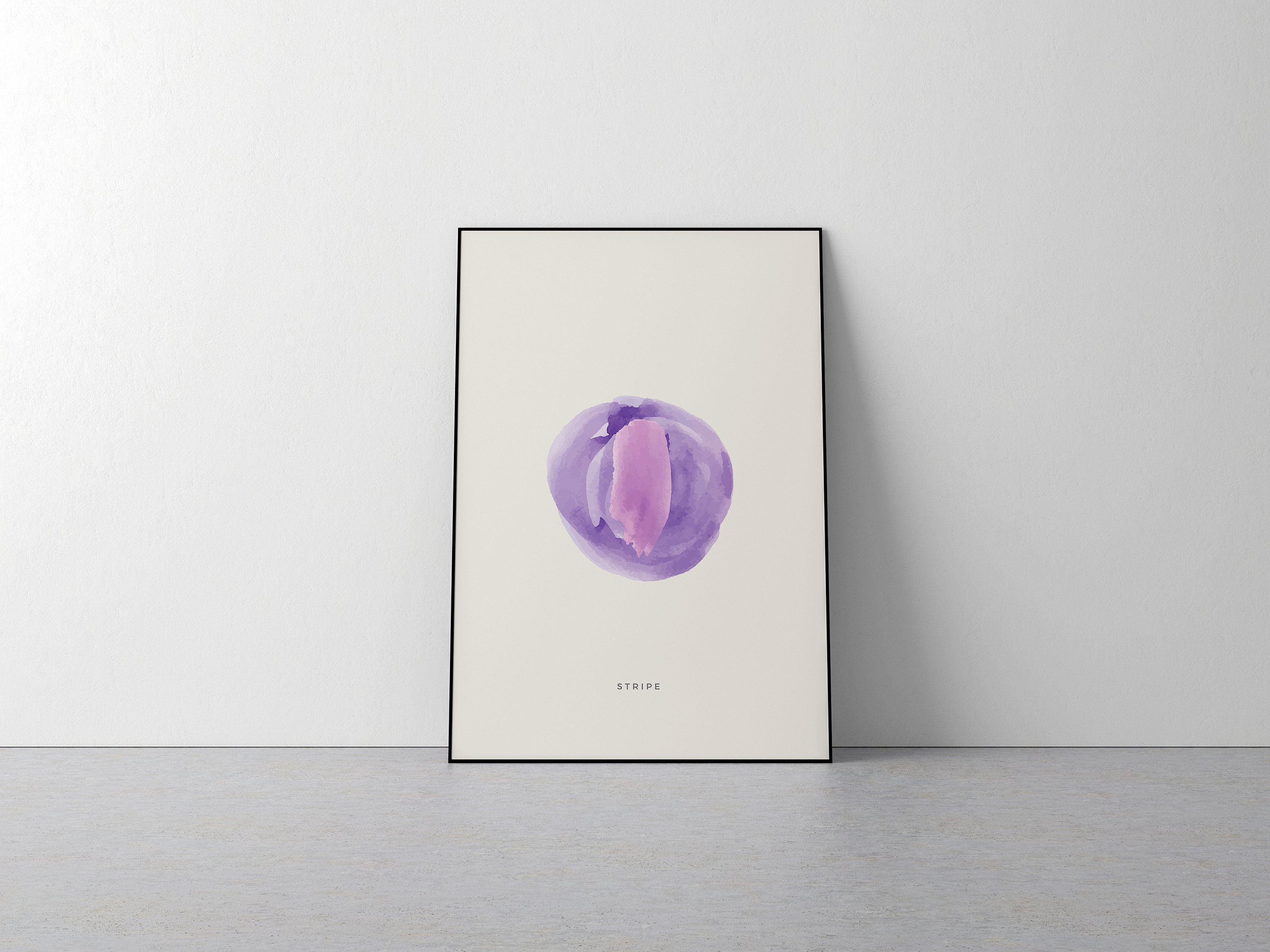 Purple Art Print Round Flower Shaped Brushstroke Line Modern | Etsy