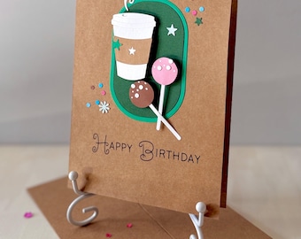 Starbucks - Inspired Cake Pop Confetti Cutz! Birthday Card