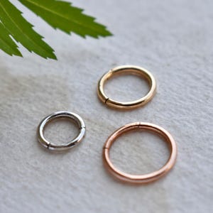 14k 18k REAL Solid Gold Seamless 16g Clicker, 6mm 8mm 10mm Infinity Gold Hoop Nose Daith Helix Tragus Conch Rook, Body Piercing Jewelry