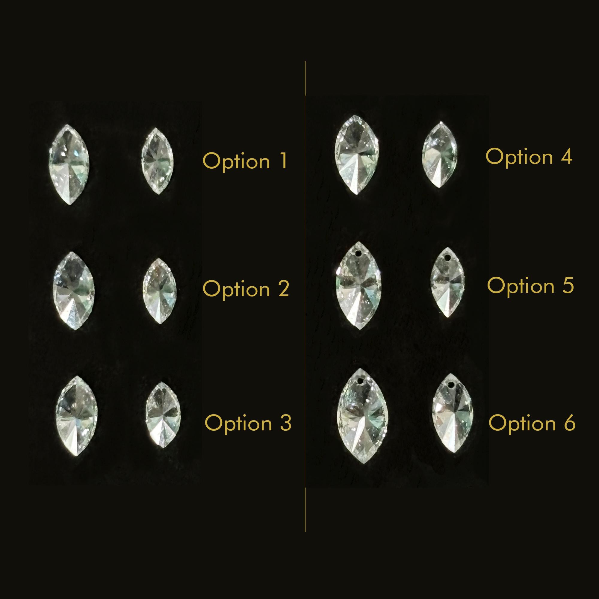 Double Floating Marquise Lab Diamond Stud Earring, Hidden Helix Piercing, 16g Threaded Flatback Stud, 14k 18k Solid Gold Jewelry