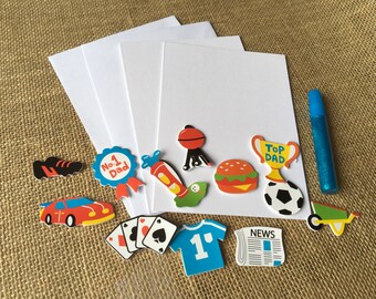DIY Father's Day Card Kit: 2 Blank Cards, Stickers & Glitter Glue