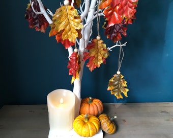Handmade Autumn Oak Leaf Decorations - Set of 5 - Fall Home Decor
