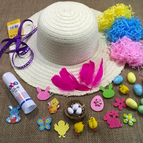 Easter bonnet making kit. Kids Easter gift. Kids Easter crafts. Kids Easter activities. Easter craft kit.