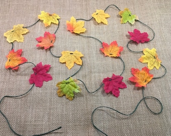 Fall garland decoration. Maple leaf Autumn garland. Autumn home decor leaves. Artificial Autumn leaves.